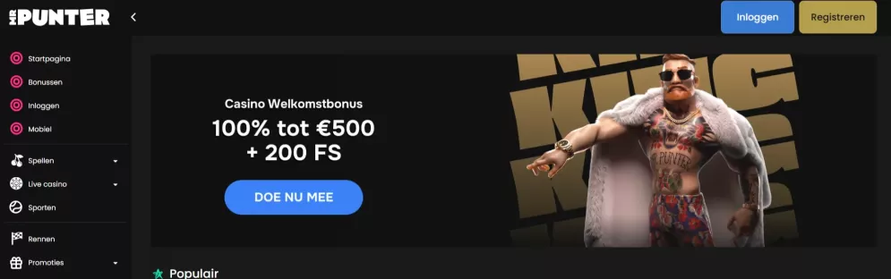 Mr Punter Casino – 100% tot €500 + 200 Gratis Spins welkomstbonus voor nieuwe spelers